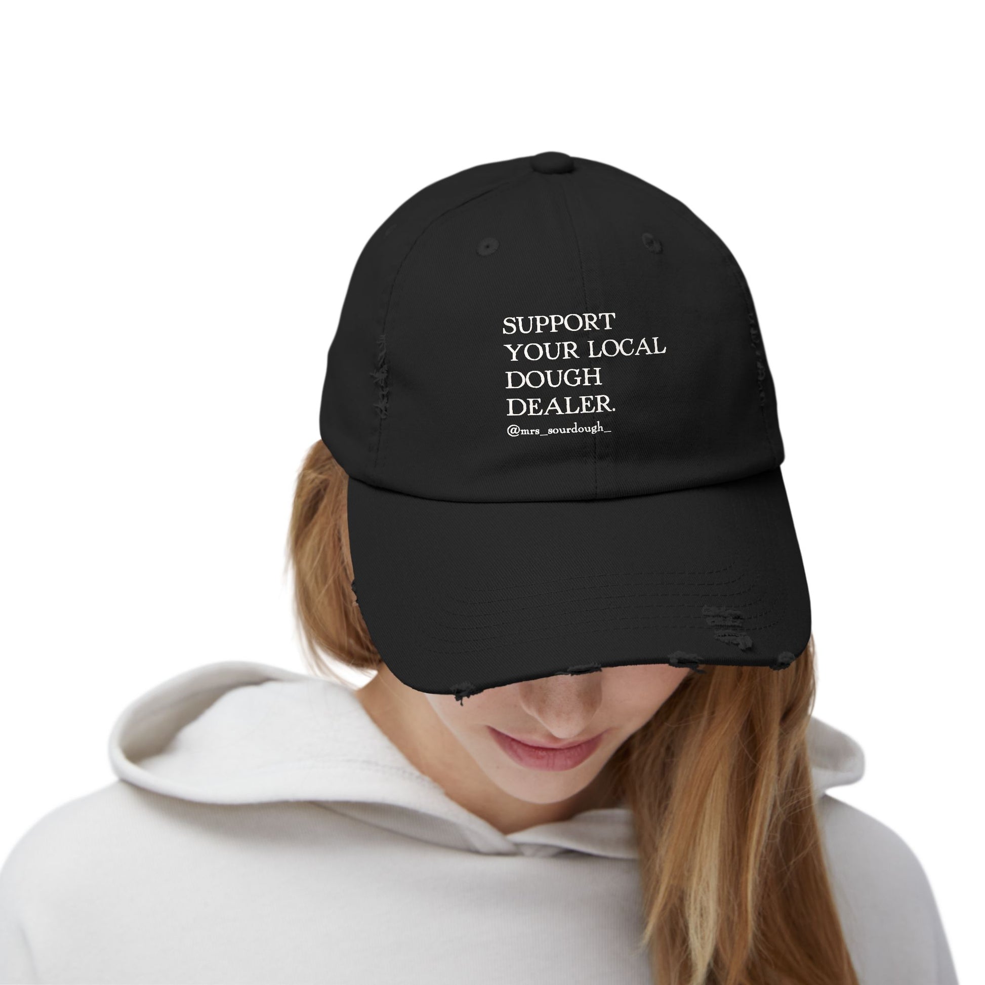 Support Your Local Dough Dealer Distressed Cap - Mrs. Sourdough